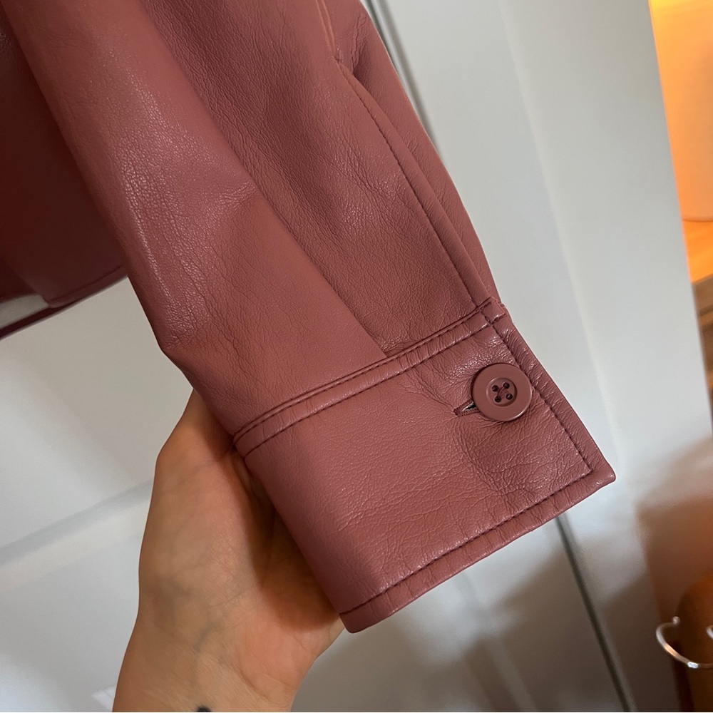 Aritzia Babaton Mauve Vegan Leather Pelli Shirt Jacket - Picture 10 of 10